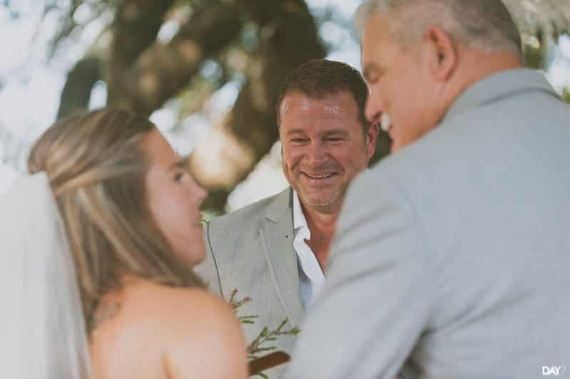 Ceremony under tree at Antebellum Oaks