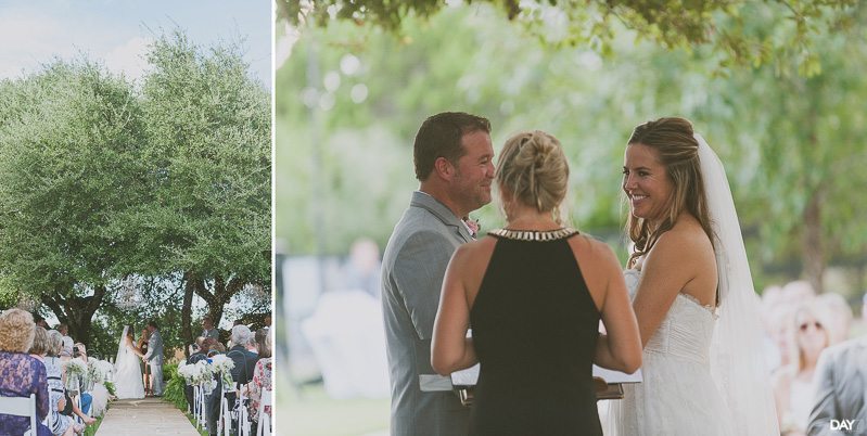 Ceremony under tree at Antebellum Oaks